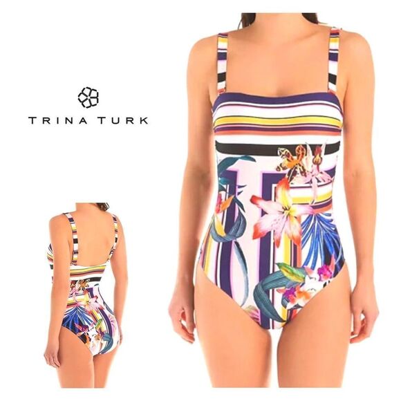 New. Trina Turk floral swimsuit….size 6 - Picture 2 of 16